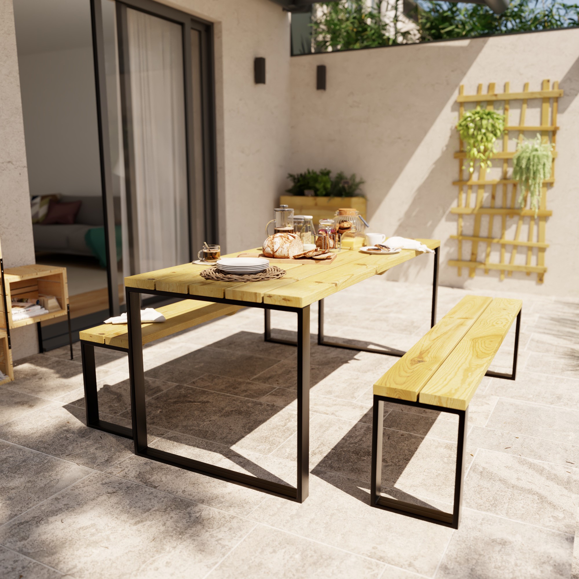 Cerland table de jardin Blakea avec bancs 